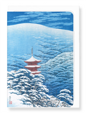 Ezen Designs - After a snowfall yasaka shrine - Greeting Card - Front