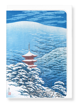 Ezen Designs - After a snowfall yasaka shrine - Greeting Card - Front