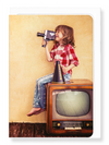 Ezen Designs - Kid and camcorder - Greeting Card - Front