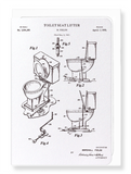 Ezen Designs - Patent of toilet seat lifter (1970) - Greeting Card - Front