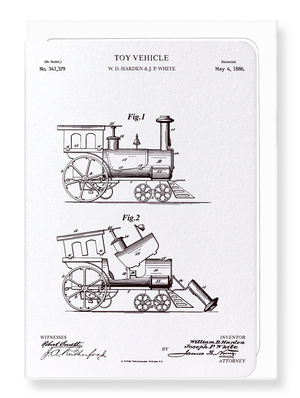 Ezen Designs - Patent of toy train (1886) - Greeting Card - Front