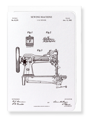 Ezen Designs - Patent of sewing machine (1867) - Greeting Card - Front