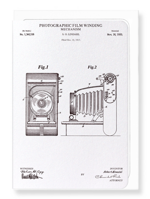 Ezen Designs - Patent of photographic film winding (1920) - Greeting Card - Front