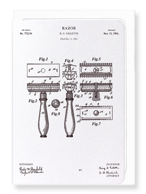 Ezen Designs - Patent of razor (1904) - Greeting Card - Front