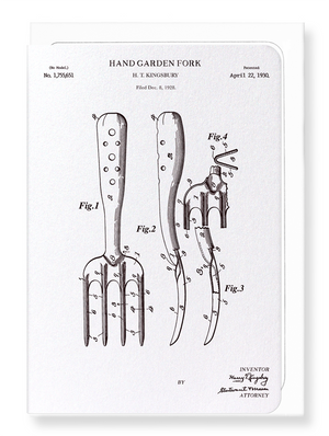 Ezen Designs - Patent of hand garden fork (1930) - Greeting Card - Front