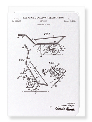 Ezen Designs - Patent of wheelbarrow (1952) - Greeting Card - Front