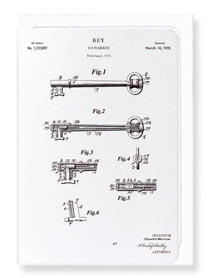 Ezen Designs - Patent of key (1920) - Greeting Card - Front