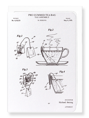 Ezen Designs - Patent of pre-gummed tea bag (1979) - Greeting Card - Front