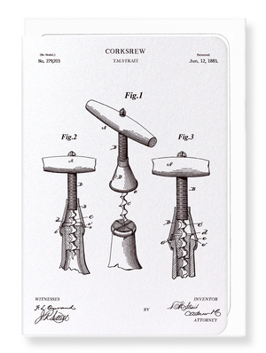 Ezen Designs - Patent of corkscrew (1883) - Greeting Card - Front