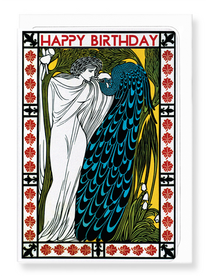 Ezen Designs - Birthday peacock - Greeting Card - Front