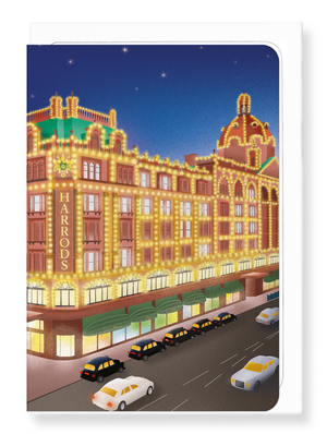 Ezen Designs - Harrods at night - Greeting Card - Front