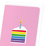 Rainbow cake in pink (Pack of 8 cards)