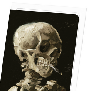 A skeleton with a cigarette by van gogh (Pack of 8 cards)