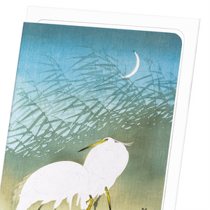 Egrets and crescent moon (Pack of 8 cards)