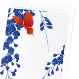 Red butterfly and wisteria (Pack of 8 cards)