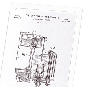 Patent of cistern for water closets (1898) (Pack of 8 cards)