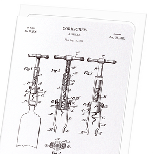 Patent of corkscrew (1898) (Pack of 8 cards)