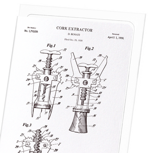 Patent of cork extractor (1930) (Pack of 8 cards)