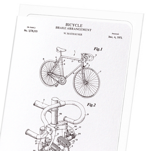 Patent of bicycle brake arrangement (1973) (Pack of 8 cards)