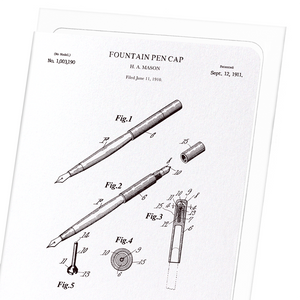 Patent of fountain pen cap (1911) (Pack of 8 cards)