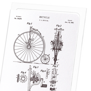 Patent of bicycle (1887) (Pack of 8 cards)