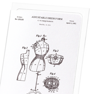 Patent of adjustable dress form (1917) (Pack of 8 cards)