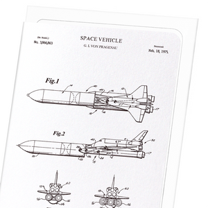 Patent of space vehicle (1975) (Pack of 8 cards)