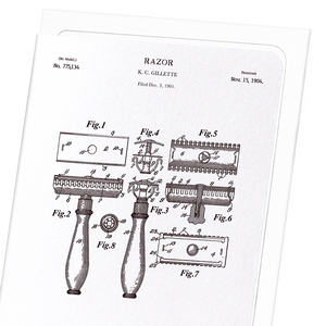 Patent of razor (1904) (Pack of 8 cards)