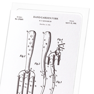 Patent of hand garden fork (1930) (Pack of 8 cards)