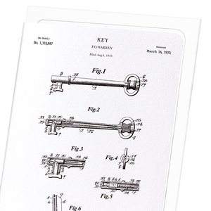 Patent of key (1920) (Pack of 8 cards)