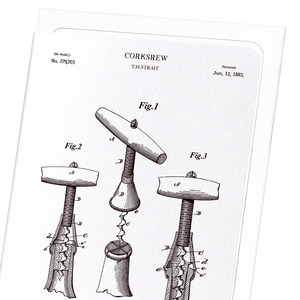 Patent of corkscrew (1883) (Pack of 8 cards)