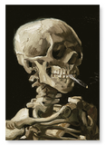 A skeleton with a cigarette by van gogh : 2 prints