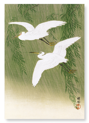 Egrets and willow (Pack of 2 prints)