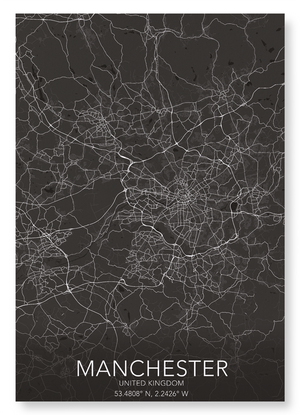 Manchester full map (Pack of 2 prints)