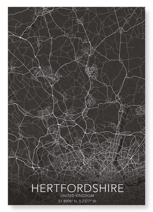 Hertfordshire full map (Pack of 2 prints)