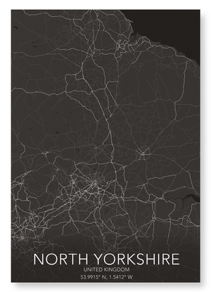 North Yorkshire full map (Pack of 2 prints)