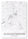 Gloucestershire full map (Pack of 2 prints)