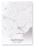 Suffolk full map (Pack of 2 prints)