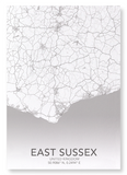 East Sussex full map (Pack of 2 prints)