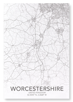 Worcestershire full map (Pack of 2 prints)