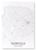 Norfolk full map (Pack of 2 prints)