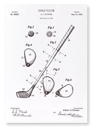 Patent of golf club (1910) (Pack of 2 prints)