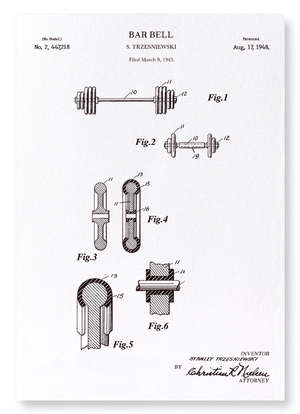 Patent of barbell  (1948) (Pack of 2 prints)