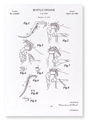 Patent of bottle opener (1939) (Pack of 2 prints)