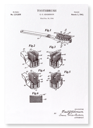 Patent of toothbrush (1943) (Pack of 2 prints)