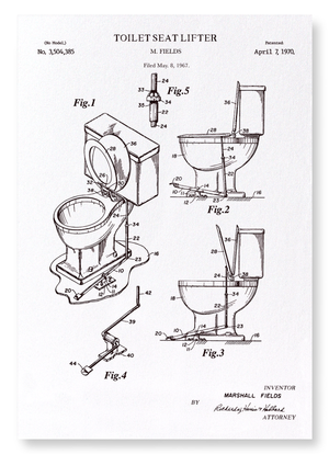 Patent of toilet seat lifter (1970) (Pack of 2 prints)