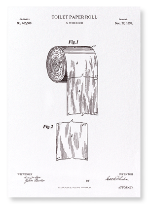 Patent of toilet paper roll (1891) (Pack of 2 prints)