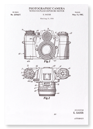 Patent of photographic camera  (1962) (Pack of 2 prints)