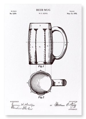 Patent of beer-mug (1876) (Pack of 2 prints)