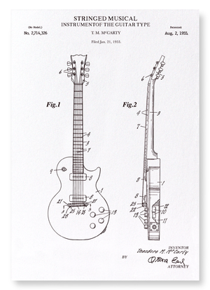 Patent of guitar (1955) (Pack of 2 prints)